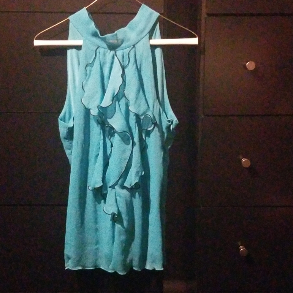 Blue frilly summer top